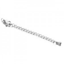 Stainless steel extension chain with lobster clasp and drop Antique silver